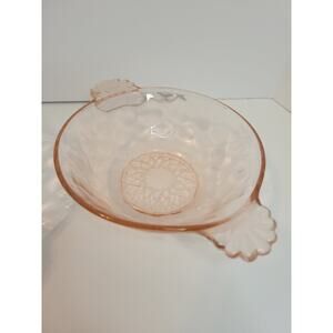 Vintage Pink Depression Glass Thumbprint Bowls Ice Cream Snack Collectible RARE